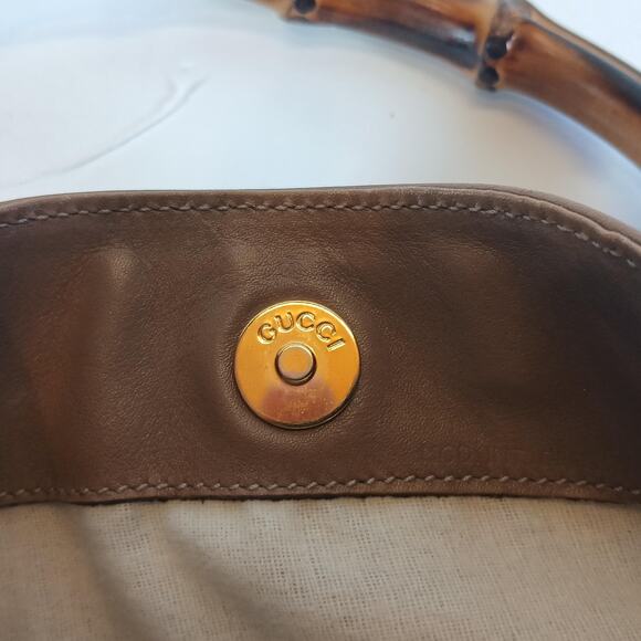 Authentic GUCCI Bamboo Leather Shoulder/Hand Bag Leather Brown Gold MSRP $1750 - Picture 13 of 16